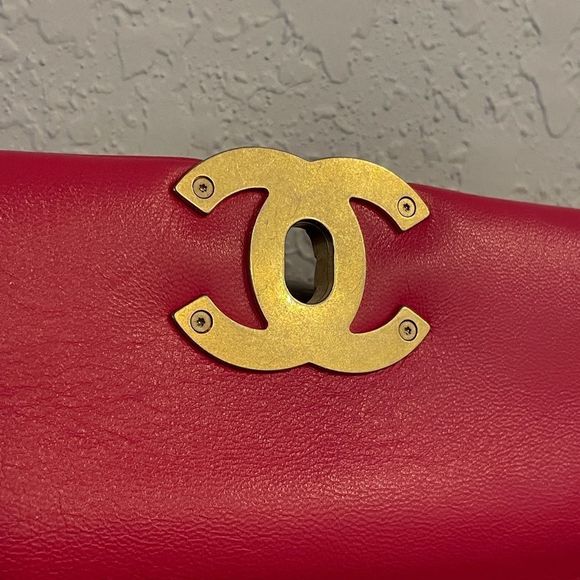 Chanel 19 Flap Large Neon Pink Chain Bag Handbag Shoulder CC Quilted - Picture 9 of 17